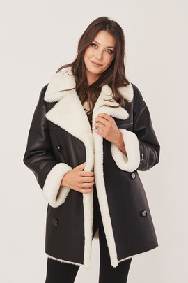 Dámsky čierny kožuch Oversize - Dámska zimná bunda